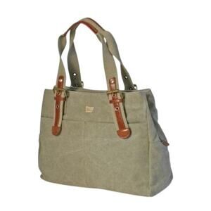TROOP LONDON Classic Urban Traveller Handbag Olive Canvas Durable Versatile Y2K